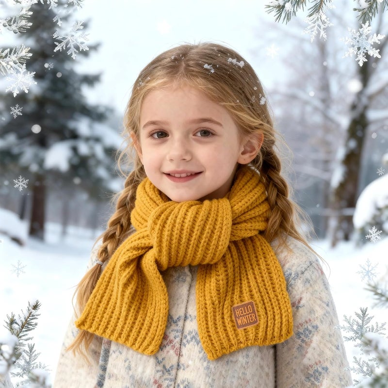 Hello Winter Kids Scarf Winter Neck Warmer Toddler Neck Scarf Girls Thick Scarves Boys Warm Neck Warp 2-12 Years - Image 4